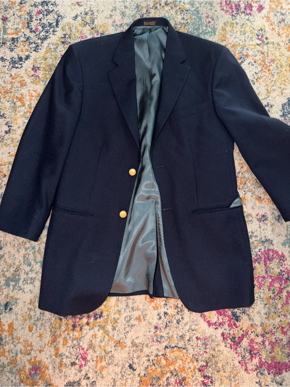 Stafford Navy Sport Coat with Gold Buttons - 32 L